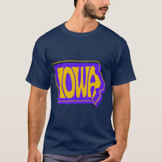 Camiseta Iowa Púrpura y Dorado Tipografía Estatal Arte Sobr