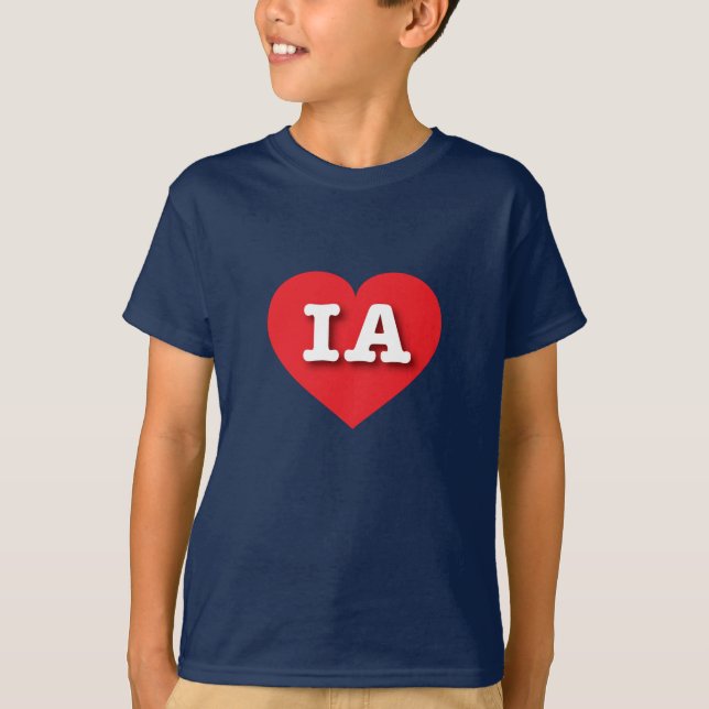Camiseta Iowa Red Heart - Amo IA (Anverso)