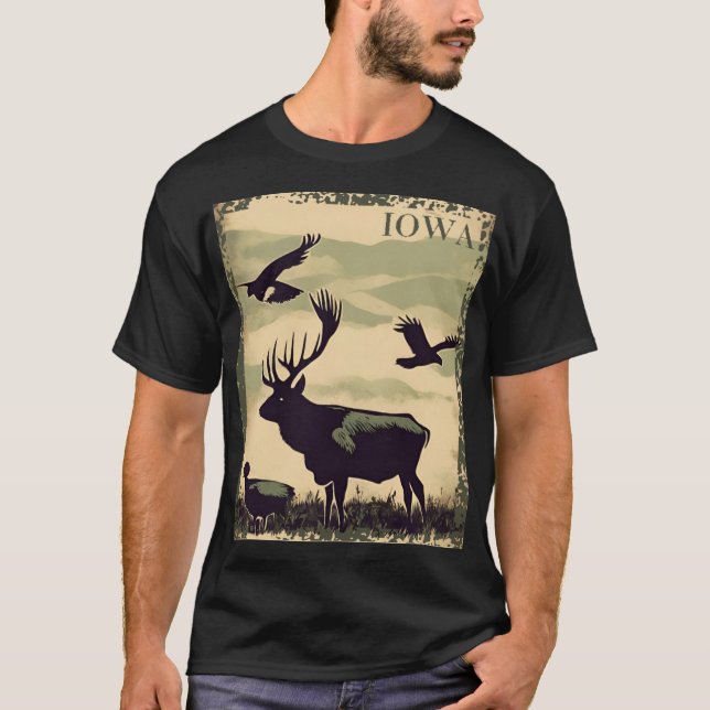 Camiseta Iowa Rustic Style Vintage Poster (Anverso)