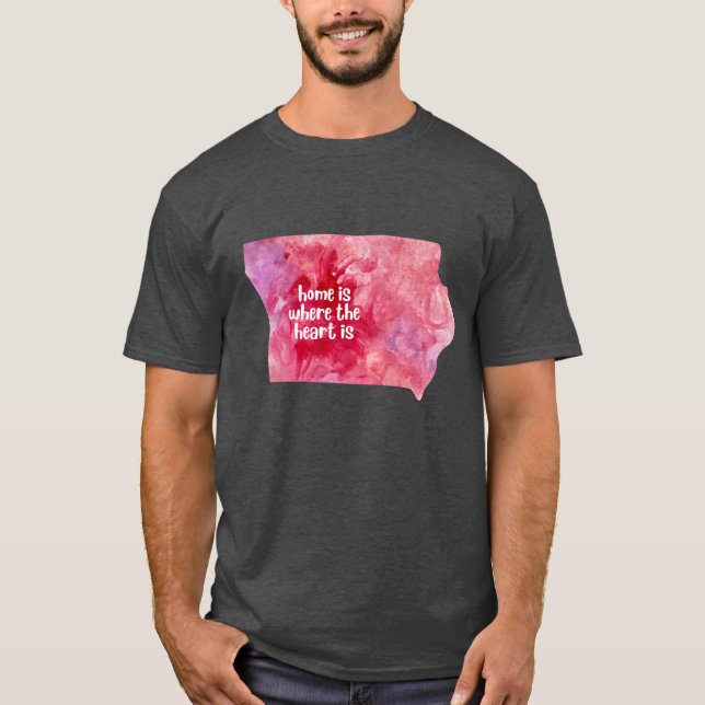 Camiseta Iowa state home USA Map watercolor pink watercolou (Anverso)