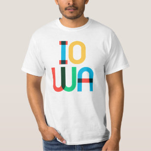 Camiseta Iowa Vintage Retro Arte Pop 80s Colores Primarios