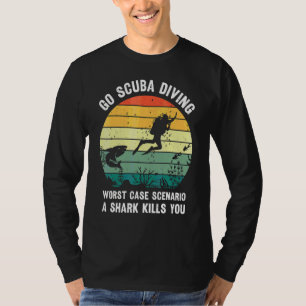 Camiseta Ir a bucear en el peor de los casos Un tiburón mat