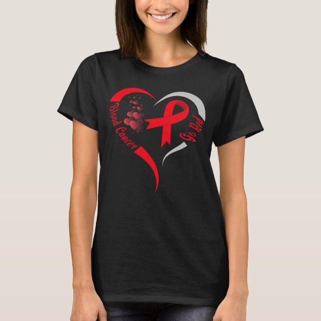 Camiseta ir al corazón del cáncer de sangre roja (Anverso)
