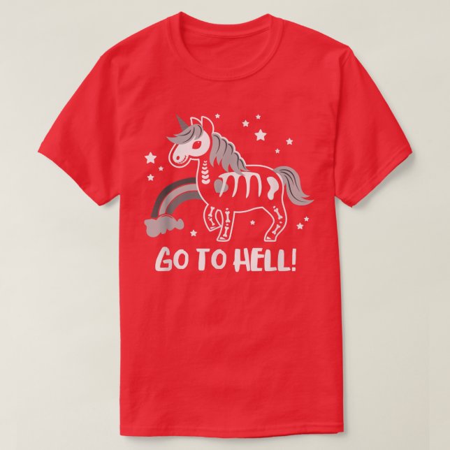Camiseta Ir Al Infierno Halloween Mystical Skeleton Unicorn (Diseño del anverso)