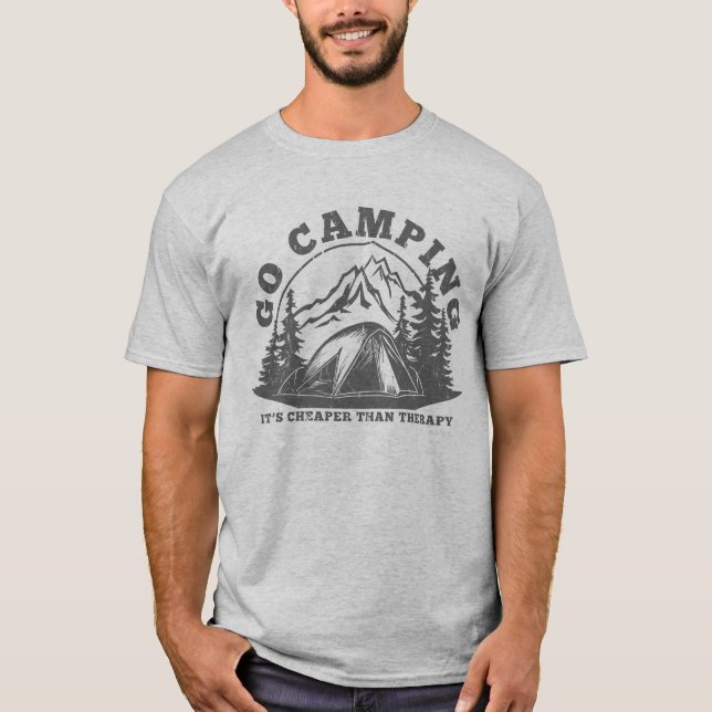 Camiseta Ir Camping Más Barato Que La Cita Graciosa De Tera (Anverso)