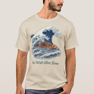 Camiseta ir con la corriente, Ola Grande de la Nutria Marin