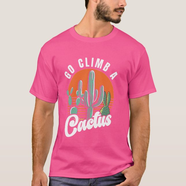 Camiseta Ir Escalar A Cactus Retro Saguaro Cactus (Anverso)