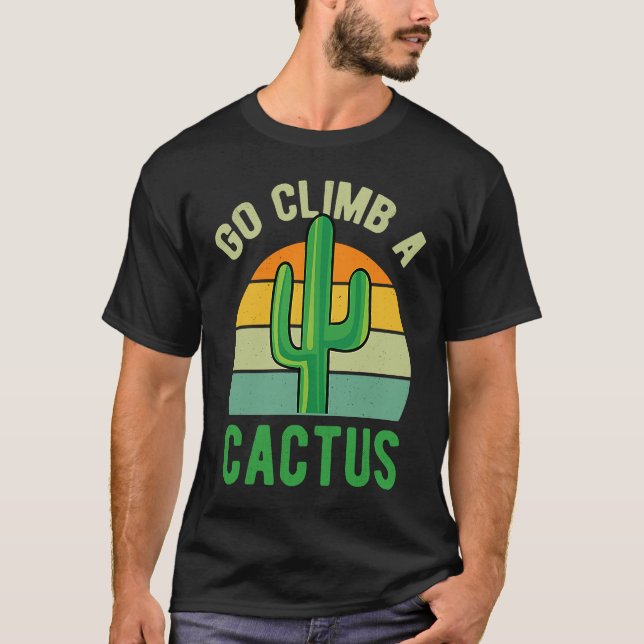 Camiseta Ir Escalar A Cactus Suculento Planta Retro Cactus (Anverso)