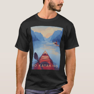 Camiseta Ir Kayaking Paint Poster Adventure Camping Natural