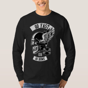 Camiseta Ir Rápido O Ir A Casa Calavera Con Casco Y Bicicle
