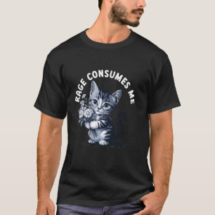 Camiseta Ira Me Consume Gato Divertido Gatito Flor