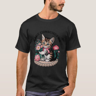Camiseta Ira Me Consume Gato Flor Gatito Lindo Meme de Gato
