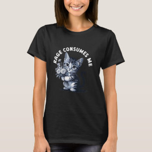 Camiseta Ira Me Consume Gato Gatito Flor Divertido