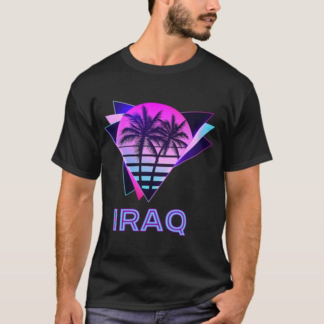 Camiseta Irak veterano de los 80 retro de árbol de palmeras (Anverso)