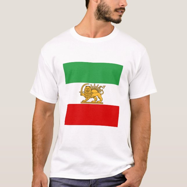 Camiseta Irán, bandera persa con león, Shah de Irán (Anverso)
