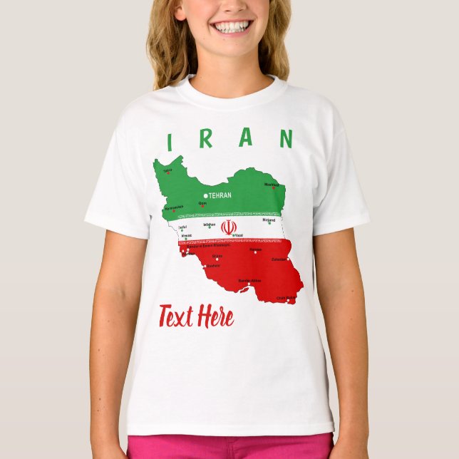 Camiseta Iran Map with Flag and Emblem (Anverso)