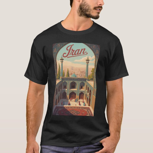 Camiseta Iran Skyline Illustration Travel Art Vintage (Anverso)