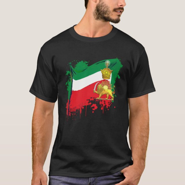 Camiseta Irans Flag with Pahlavi Crown shir va khorshyid (Anverso)