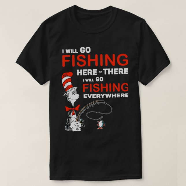 Camiseta Iré a pescar aquí o allá iré a pescar (Diseño del anverso)