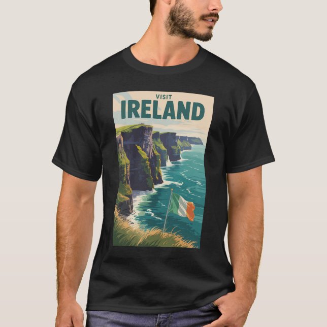 Camiseta Ireland Cliffs of Moher Illustration Travel Art (Anverso)