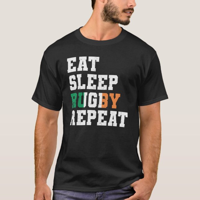 Camiseta Ireland Eat Sleep Rugby Repeat Irish Pride (Anverso)