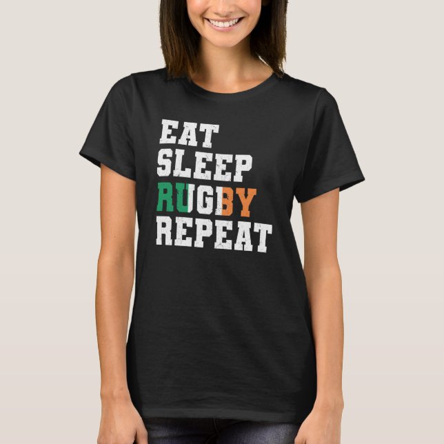 Camiseta Ireland Eat Sleep Rugby Repeat Irish Pride (Anverso)