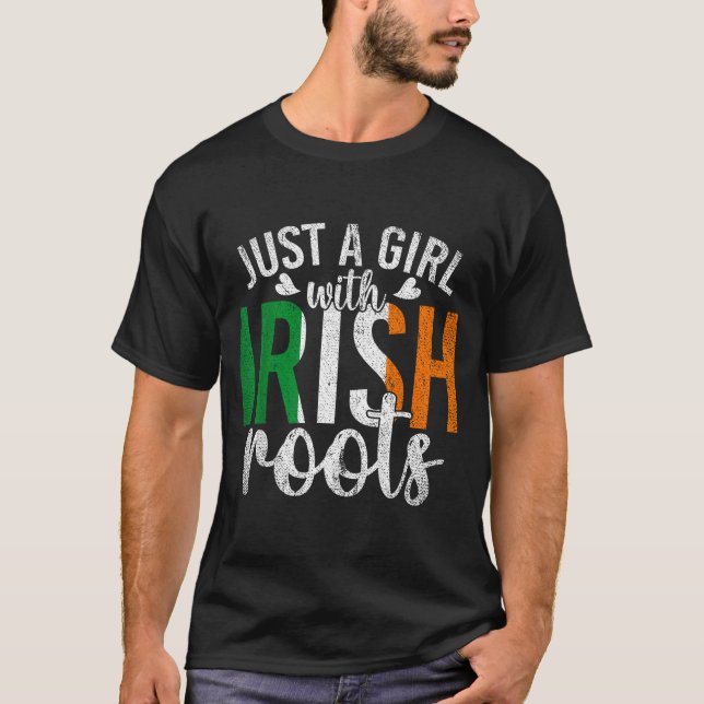 Camiseta Ireland Flag Just A Girl With Irish Roots Proud Ir (Anverso)