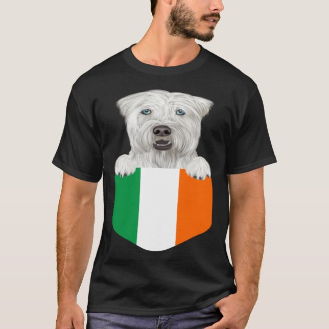 Camiseta Ireland Flag Soft Coated Wheaten Terrier Dog In Po (Anverso)