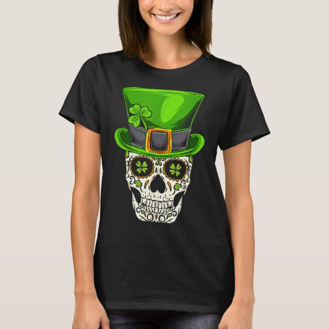 Camiseta Ireland Gift Clover Mexican Irish Skull St Patrick (Anverso)