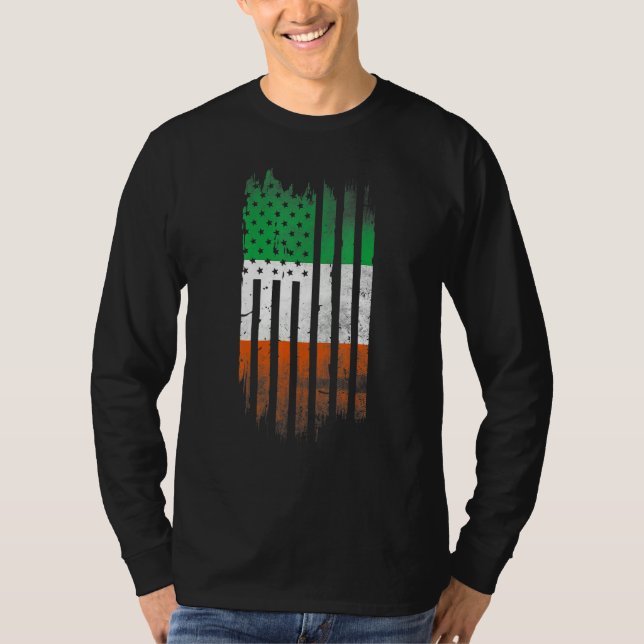 Camiseta Ireland Shamrock American flag Patrick's day Cool  (Anverso)