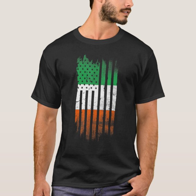 Camiseta Ireland Shamrock American flag Patrick's day Cool  (Anverso)