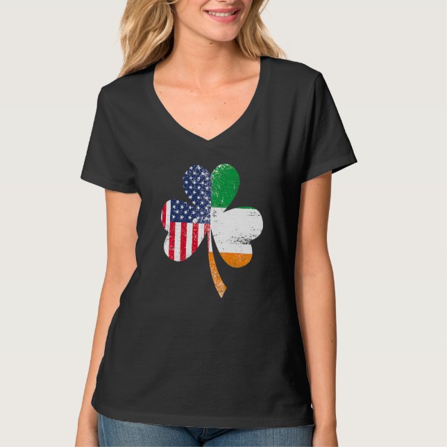Camiseta Ireland Shamrock St Patricks Day IRISH US FLAG Pre (Anverso)