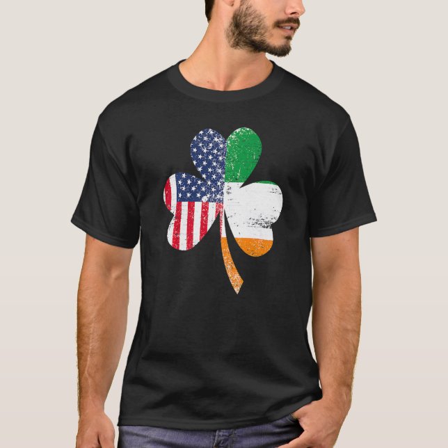 Camiseta Ireland Shamrock St Patricks Day IRISH US FLAG Pre (Anverso)