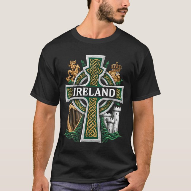 Camiseta Ireland St Patrick Day Celtic Cross Green Celebrat (Anverso)