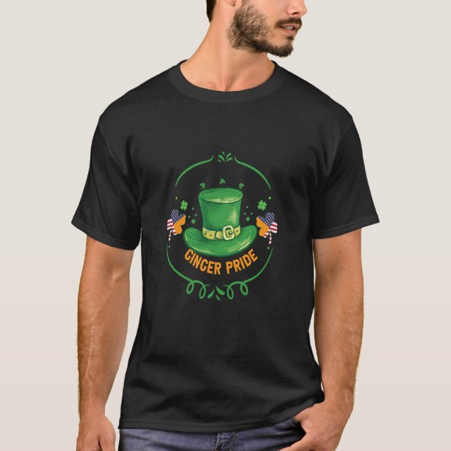 Camiseta Ireland USA Flag Shamrock I Ginger Pride (Anverso)
