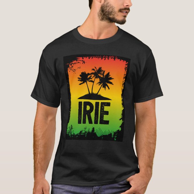Camiseta IRIE Tropical Palm Trees Rasta Colores (Anverso)