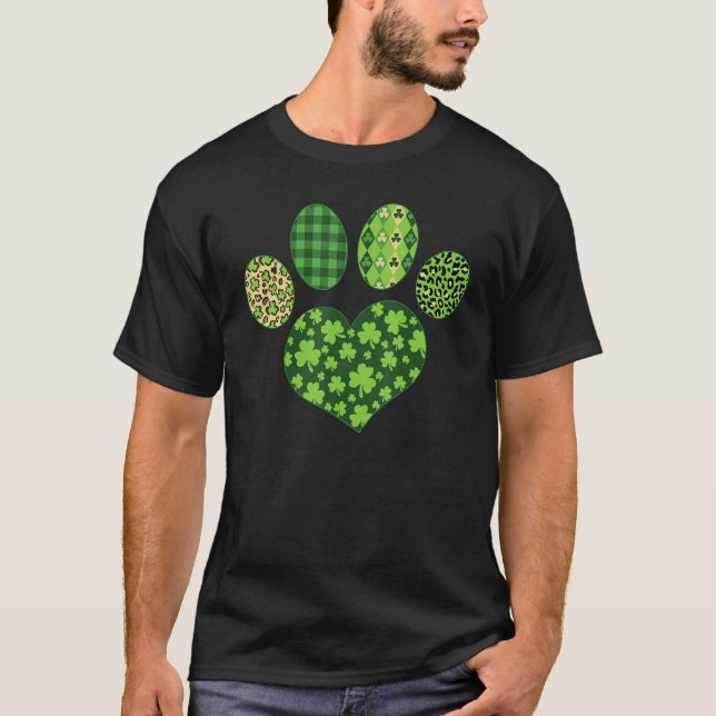 Camiseta Iriish Cute Dog Paw C St Patrick's Day Lucky Shamr (Anverso)