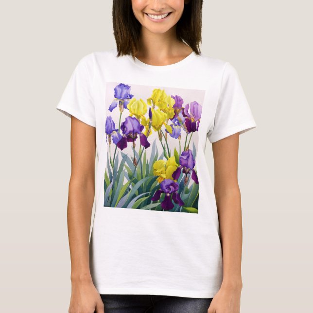 Camiseta Iris amarillos y púrpuras (Anverso)