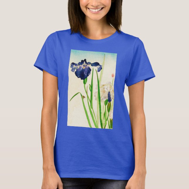 Camiseta Iris azul - Impresión de acuarela japonesa (Anverso)