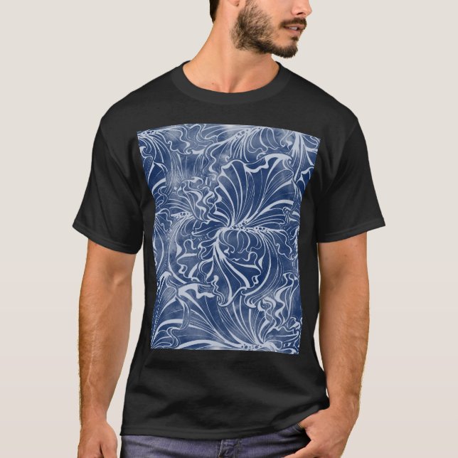 Camiseta Iris de Acuarela: Índigo Vintage Nouveau (Anverso)