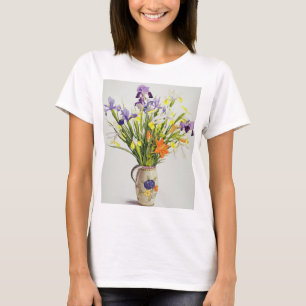 Camiseta Iris y lirios en un jarro holandés