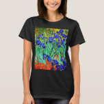 Camiseta Irises de Vincent Van Gogh<br><div class="desc">Vincent Van Gogh Irises . Pintado en 1889, es uno de los cuadros que creó en el asilo de Saint Paul-de-Mausole en Saint-Rémy-de-Provence en Francia. Es una pintura al óleo. Esta bonita pintura al paisaje artístico representa un campo de flores de iris. Vincent Van Gogh era un artista famoso. Era...</div>