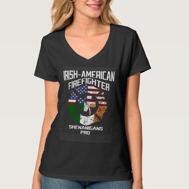 Camiseta Irish American Firefighter Shenanigans Pro St Patr (Anverso)