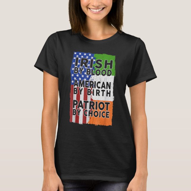 Camiseta Irish American Flag Celtic Cross Funny St Patrick' (Anverso)
