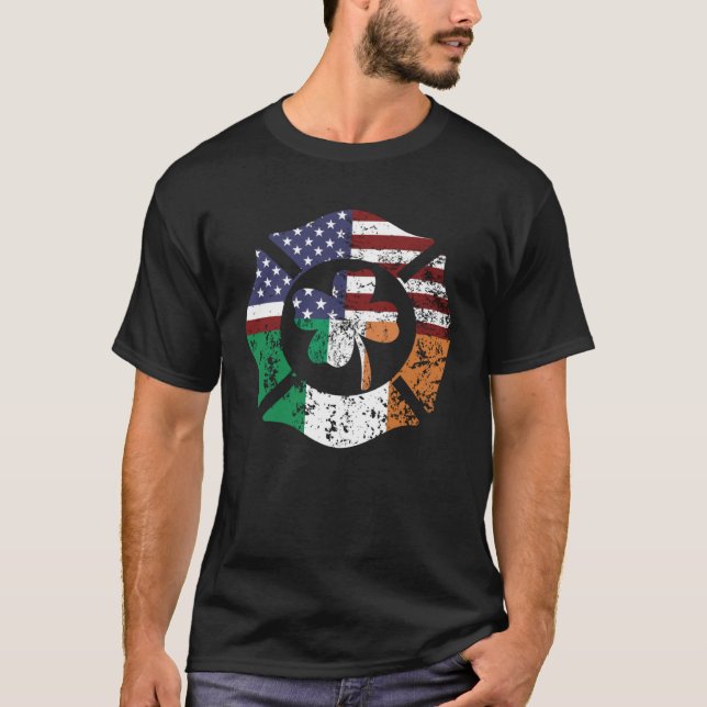 Camiseta Irish American Flag Firefighter St Patricks Day Sh (Anverso)