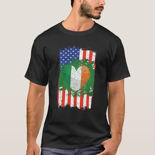 Camiseta Irish American Flag Heart St Patricks Day Men Wome (Anverso)