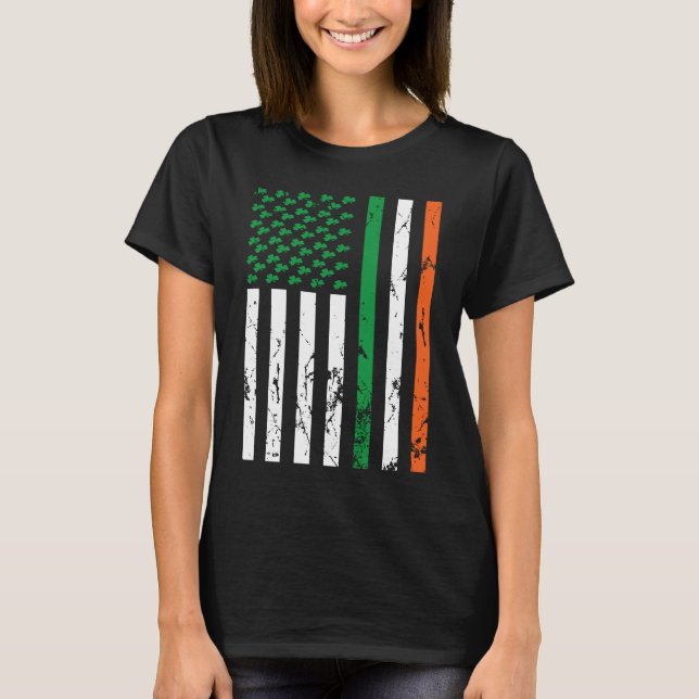Camiseta Irish American Flag Ireland St Patrick's Day Funny (Anverso)