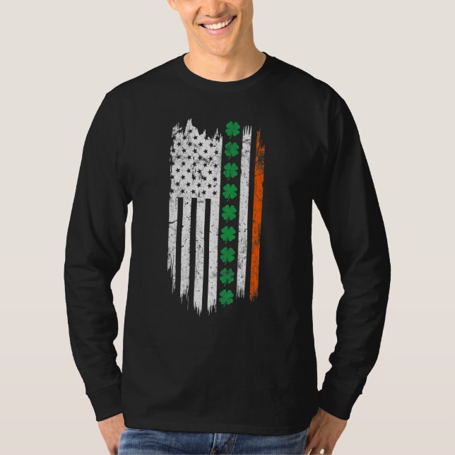 Camiseta Irish American flag Patrick's day Ireland Shamrock (Anverso)