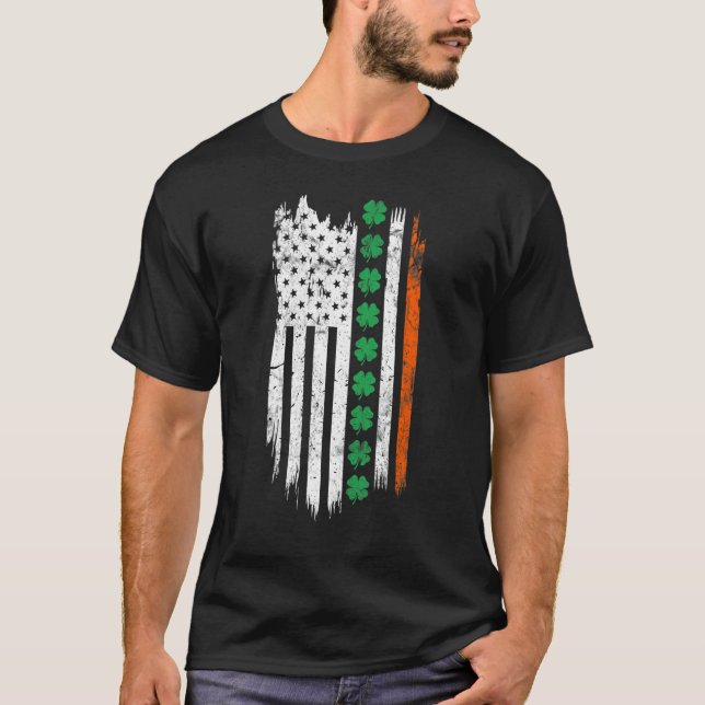 Camiseta Irish American flag Patrick's day Ireland Shamrock (Anverso)
