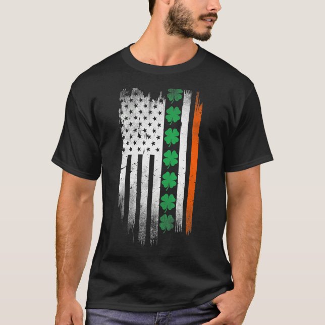 Camiseta Irish American flag Shamrock Stripes Cool Ireland  (Anverso)